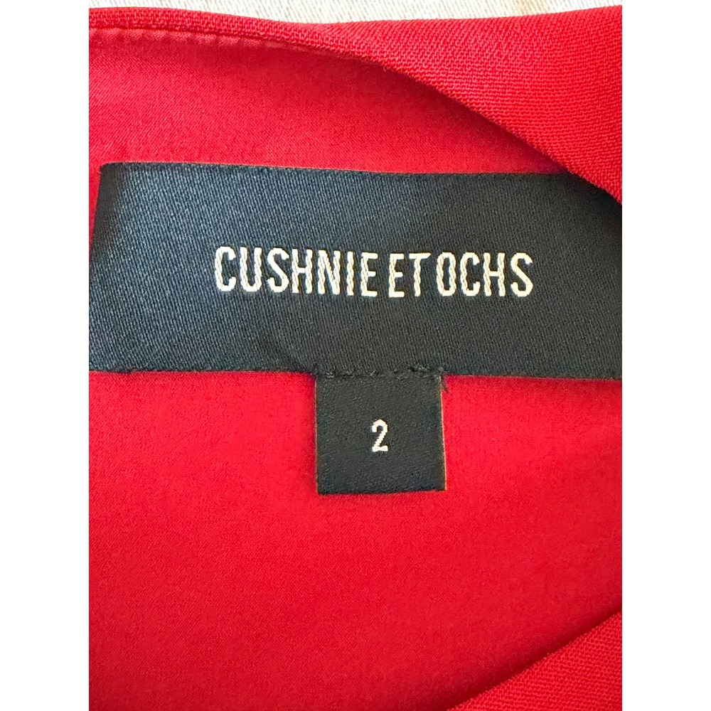 Cushnie Et Ochs Midi Dress Womens 2 Red Draped Cutout Neckline Sheath - Picture 9 of 11